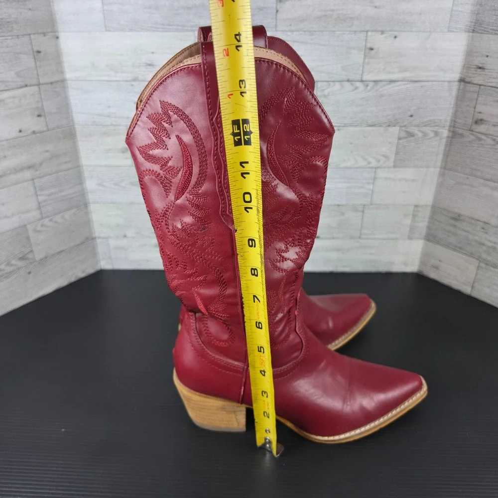 Arider Girl Kids Red Western Cowboy Boots Pointed Toe Stacked Heel Size 7 EUR 37